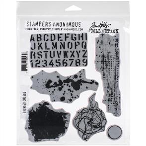 Stampers Anonymous Tim Holtz - Cling Stamps 7"X8.5" - Grunged