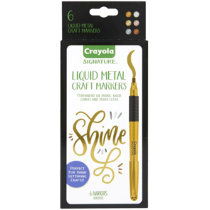 Crayola Signature Liquid Metal Permanent Art Markers 6 Pack