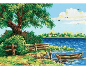 Collection D'Art  Tapestry Canvas 40X60 Summer River Scene