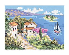 Collection D'Art  Tapestry Canvas 40X50 Houses On Cliff Edge