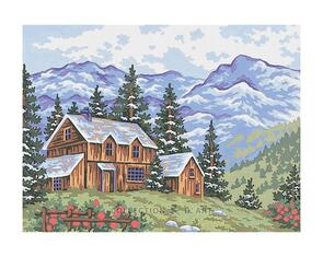 Collection D'Art  Tapestry Canvas 40X50 Chalet Mountain Snow
