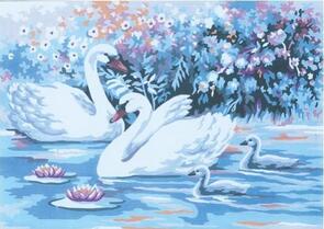 Collection D'Art  Tapestry Canvas 40X50 Swan Family