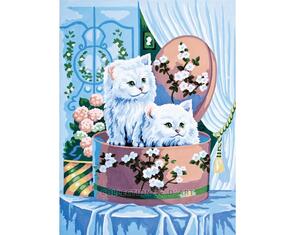 Collection D'Art  Tapestry Canvas 40X50 Two Kittens In A Box