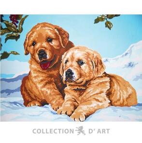 Collection D'Art  Tapestry Canvas 40X50 Retriever Puppies