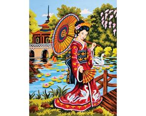 Collection D'Art  Tapestry Canvas 40X50 Geisha In Garden