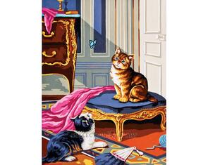 Collection D'Art  Tapestry Canvas 40X50 Kittens In Salon