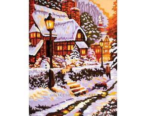 Collection D'Art  Tapestry Canvas 40X50 Street Scene/Snow