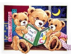 Collection D'Art  Tapestry Canvas 40X50 Bear Family Reading