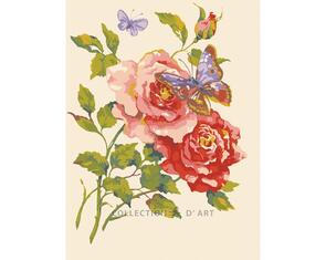 Collection D'Art  Tapestry Canvas 40X50 Rose & Butterfly