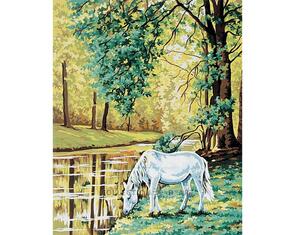 Collection D'Art  Tapestry Canvas 50X60 Horse By The River