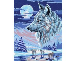 Collection D'Art  Tapestry Canvas 50X60 Wolves & Moon