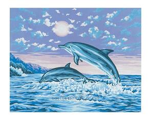 Collection D'Art  Tapestry Canvas 50X60 Jumping Dolphins