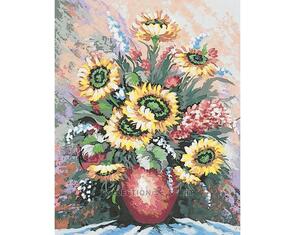 Collection D'Art  Tapestry Canvas 50X60 Vase Of Sunflowers