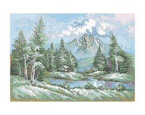 Collection D'Art  Tapestry Canvas 50X60 Mountain Snow Scene