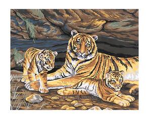 Collection D'Art  Tapestry Canvas 50X60 Tiger Family