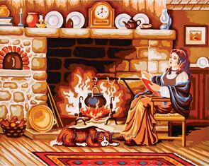 Collection D'Art  Tapestry Canvas 50X60 Warm By The Fire