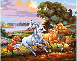 Collection D'Art  Tapestry Canvas 50X60 3-Wild Horses