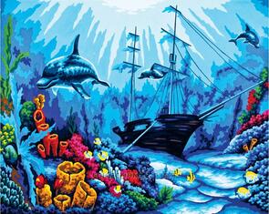 Collection D'Art  Tapestry Canvas 50X60 Underwater Shipwreck