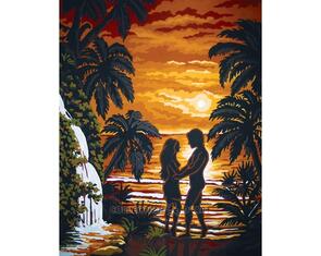 Collection D'Art  Tapestry Canvas 50X60 Couple By Waterfall