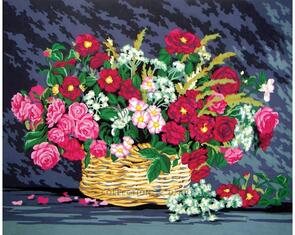 Collection D'Art  Tapestry Canvas 50X60 A Basket Of Flowers