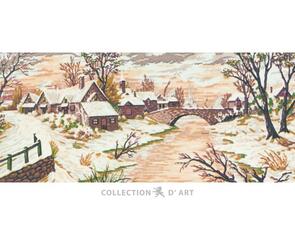 Collection D'Art  Tapestry Canvas 60X120 Cottages In Snow