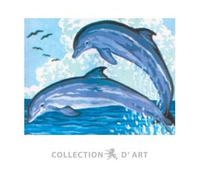 Collection D'Art  Tapestry Canvas 20X25 Two Dolphins Jumping