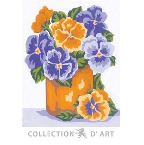 Collection D'Art  Tapestry Canvas 20X25 Vase Of Pansies