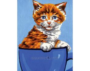 Collection D'Art  Tapestry Canvas 20X25 Kitten In Cup