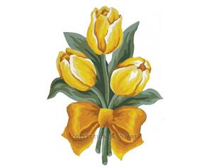 Collection D'Art  Tapestry Canvas 20X25 Yellow Tulips