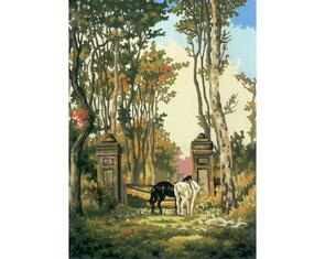 Collection D'Art  Tapestry Canvas 30X40 Horses At The Gate