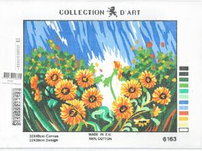 Collection D'Art  Tapestry Canvas 30X40 Yellow/Orange Daisies