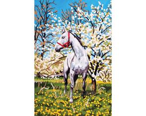Collection D'Art  Tapestry Canvas 30X40 Horse In Spring Meadow