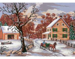 Collection D'Art  Tapestry Canvas 30X40 Winter Scene