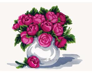 Collection D'Art  Tapestry Canvas 30X40 Bowl Of Pink Roses