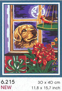 Collection D'Art  Tapestry Canvas 30X40 Dog At Window