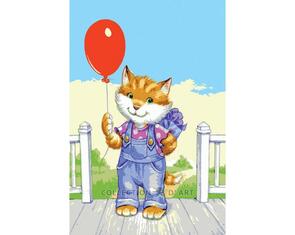 Collection D'Art  Tapestry Canvas 30X40 Cat With Balloon