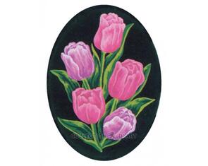 Collection D'Art  Tapestry Canvas 25X30 Black/Tulips
