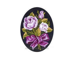 Collection D'Art  Tapestry Canvas 25X30 Black/Pink Rose Bouquet