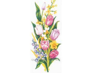 Collection D'Art  Tapestry Canvas 30X60 Bunch Pink Tulips