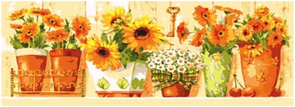Collection D'Art  Tapestry Canvas 35X80 Marigolds In Pots