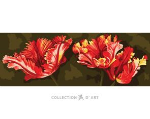 Collection D'Art  Tapestry Canvas 35X80 Re/Yellow Frilly Tulips