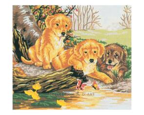 Collection D'Art  Tapestry Canvas 25X30 Three Puppies