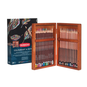 Derwent Coloursoft & Metallic Pencils Box of 24