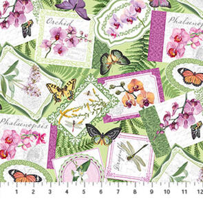 Northcott Michel Design Works Orchids in Bloom DP23869-74 GREEN MULTI