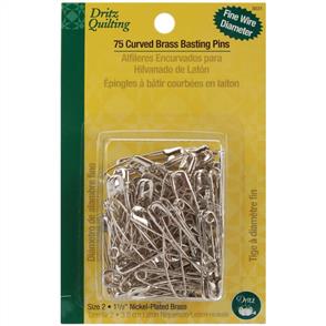Dritz Quilting Curved Basting Pins 75/Pkg - Nickel-Plated Size 2