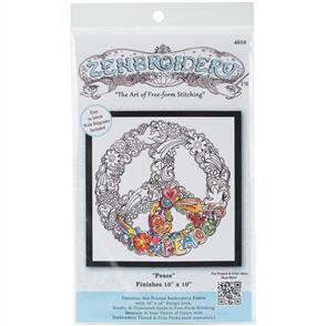 Design Works Zenbroidery Stamped Embroidery - Peace 10" x 10"