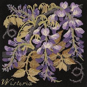 Elizabeth Bradley  Tapestry Kit - The Wisteria (Black Background Wool)