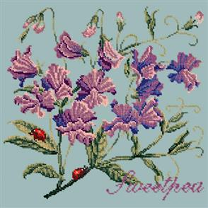 Elizabeth Bradley  Tapestry Kit - Sweetpea (Pale Blue Background Wool)