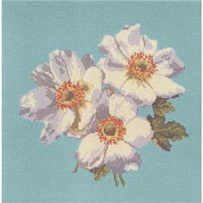 Elizabeth Bradley  Tapestry Kit - Anemones (Duck Egg Blue Background Wool)