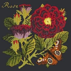 Elizabeth Bradley Tapestry Kit - The Rose (black background)